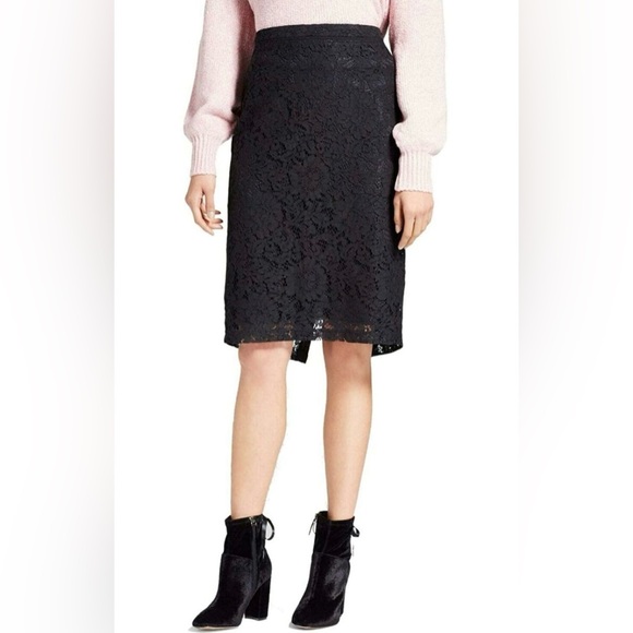 Who What Wear Dresses & Skirts - Who What Wear Black Lace High Waisted Pencil Midi Skirt Size 6 NWOT